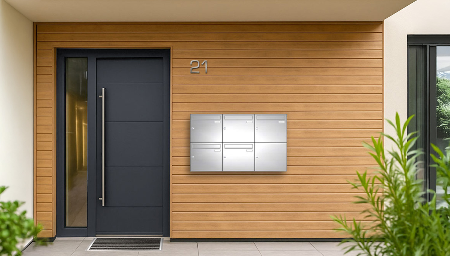 Briefkastenanlage | Aufputz | 5-fach | Senkrecht | Edelstahl