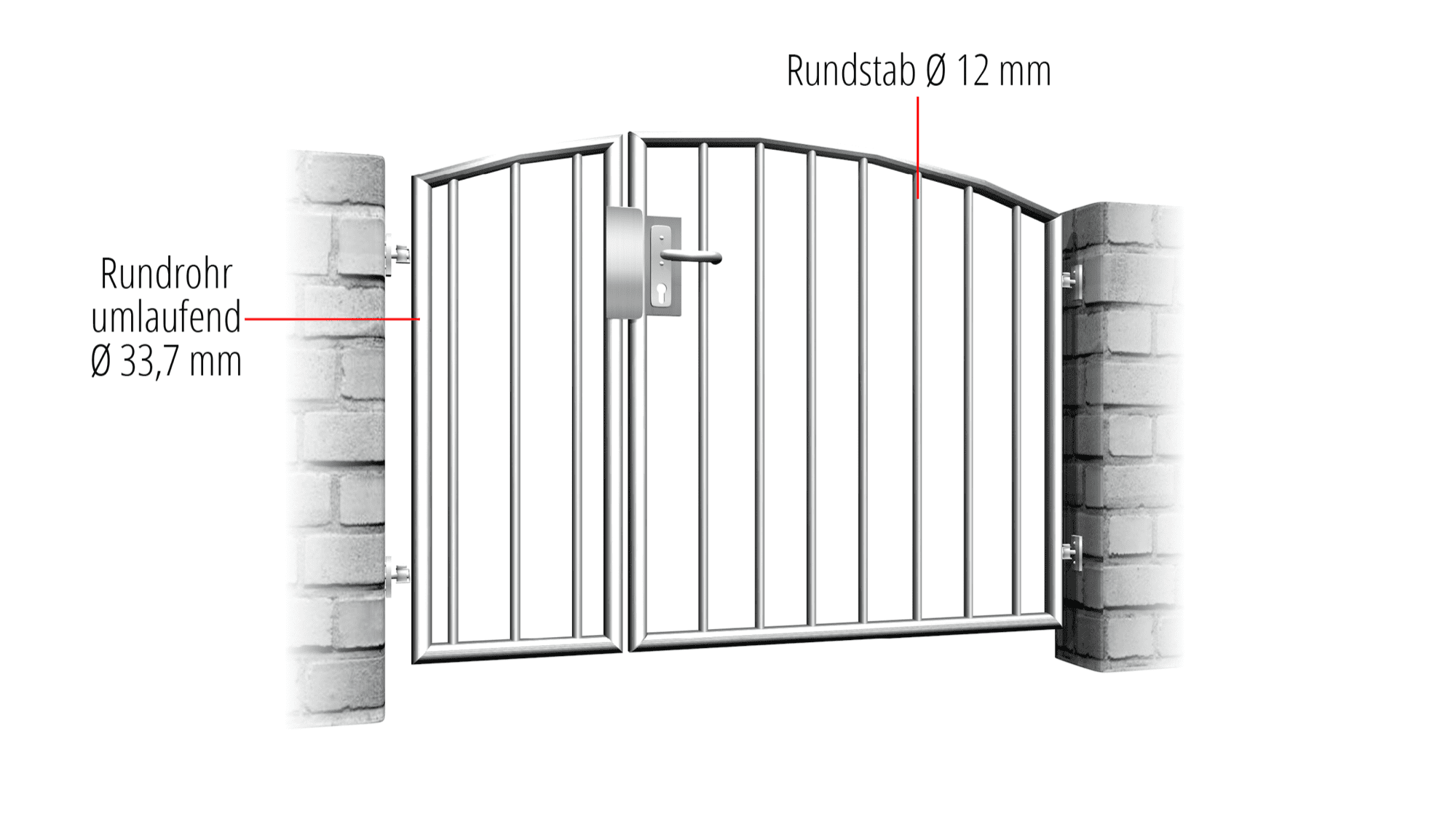 Tuindeur roestvrij staal 2-vleugelig verticale balk 2, OB