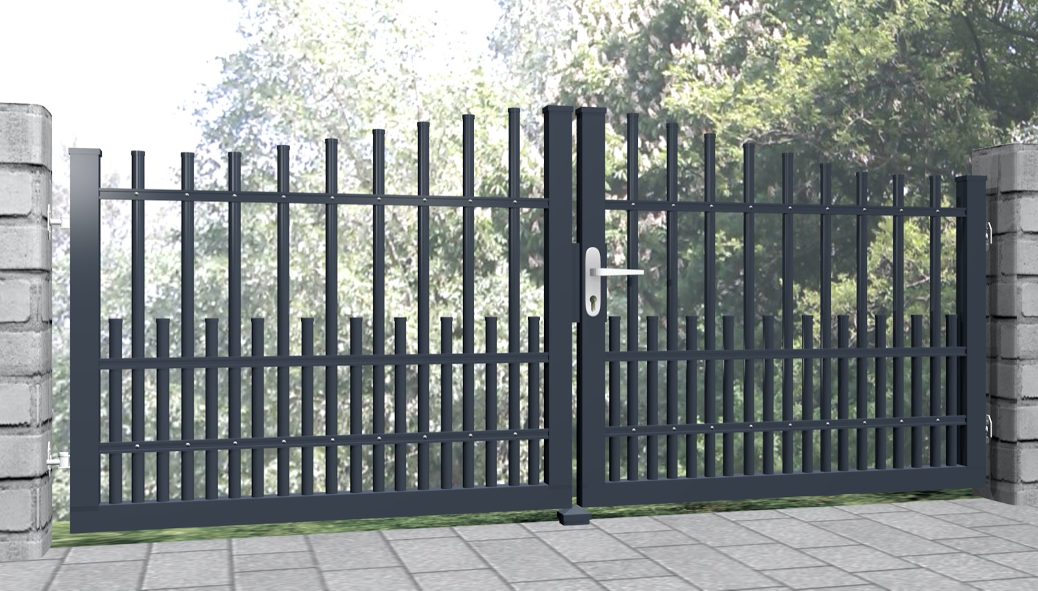 Tuinpoort Aluminium 2-vleugelig Palisades DPP Classic, WE