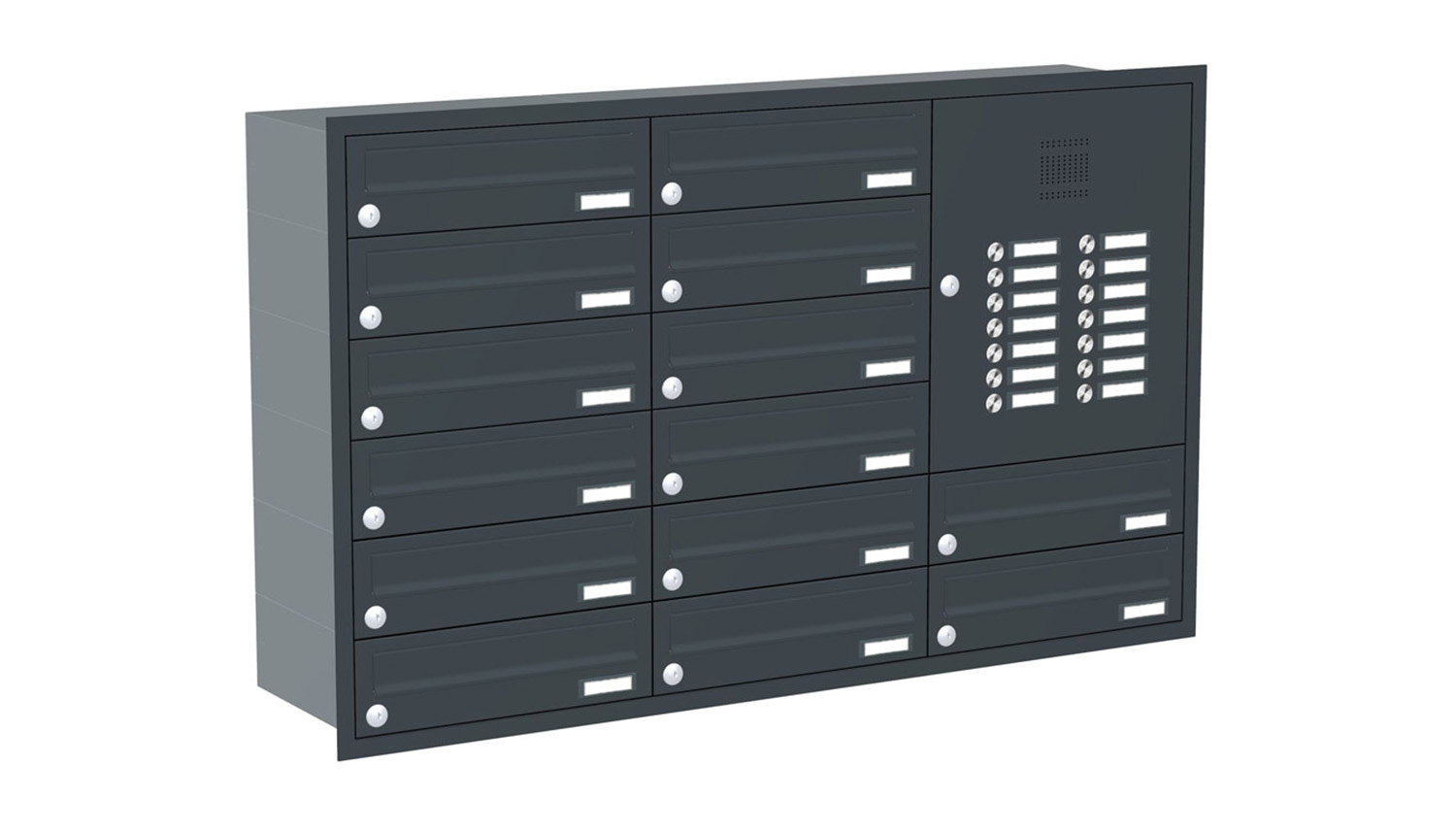 Briefkastenanlage | Unterputz | 14-fach | Waagerecht | Audio | Video | Farbe