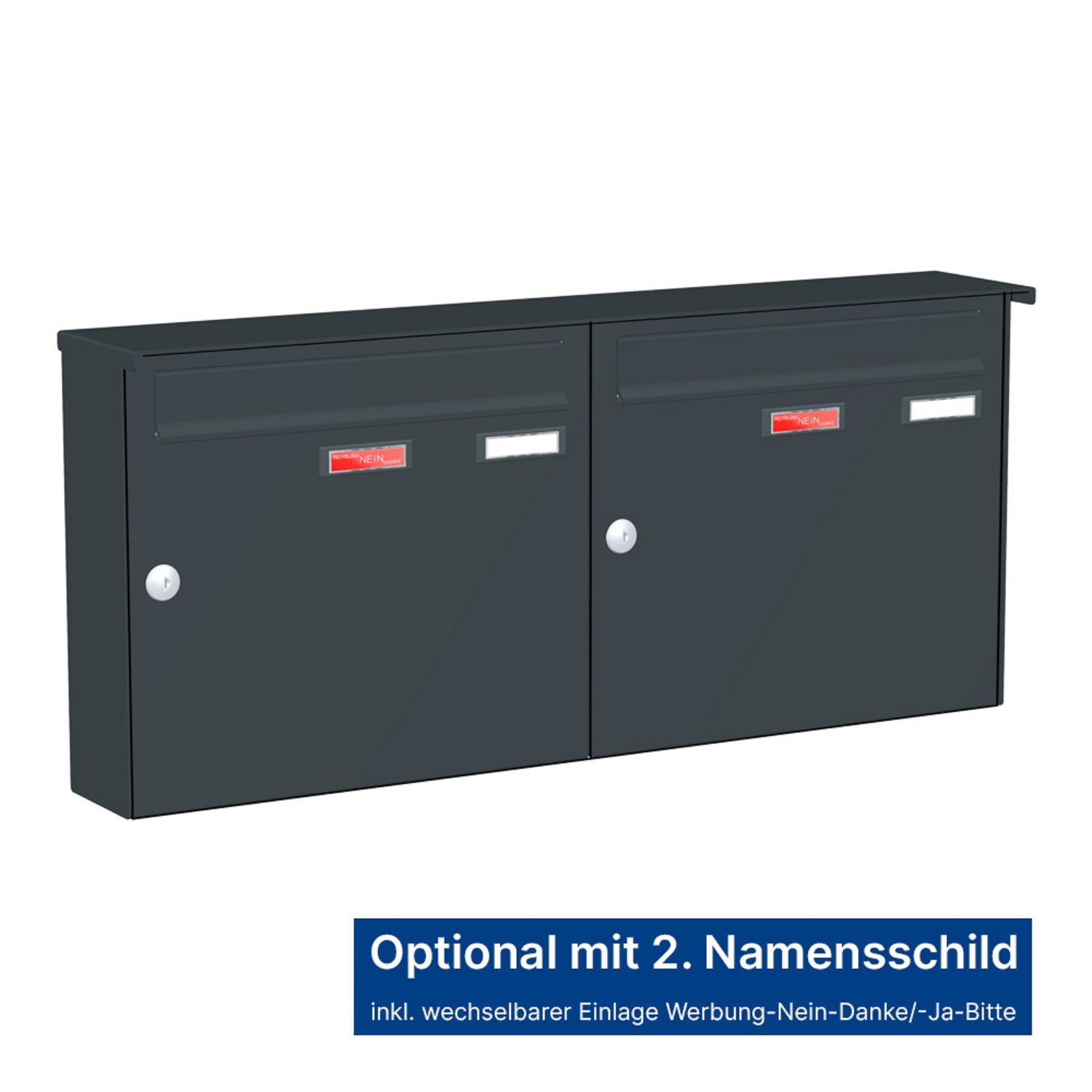 Briefkastenanlage | Aufputz | 2-fach | Senkrecht | Farbe