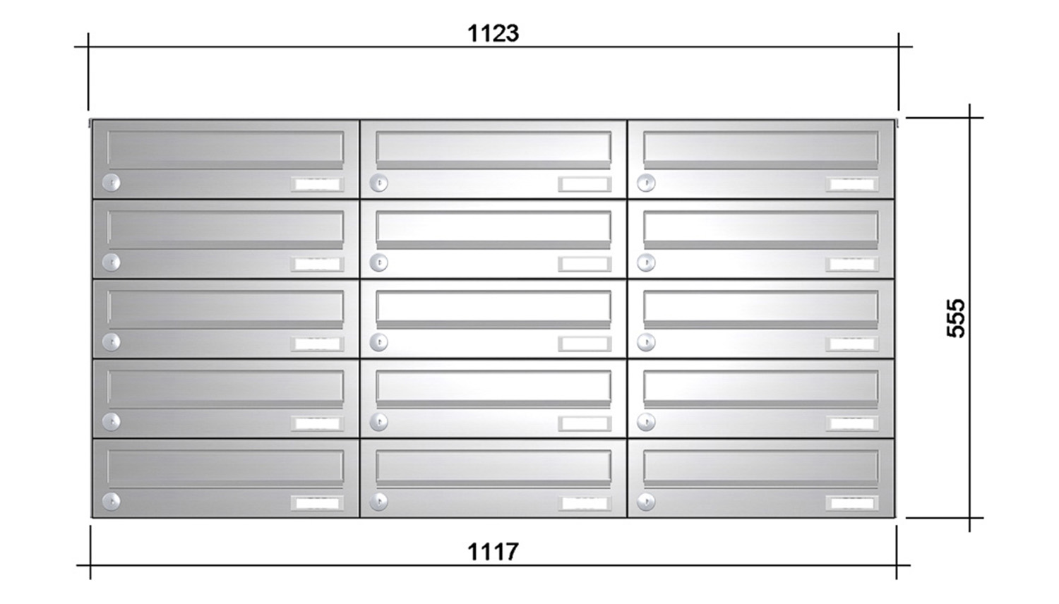 Briefkastenanlage | Aufputz | 15-fach | Waagerecht | Edelstahl
