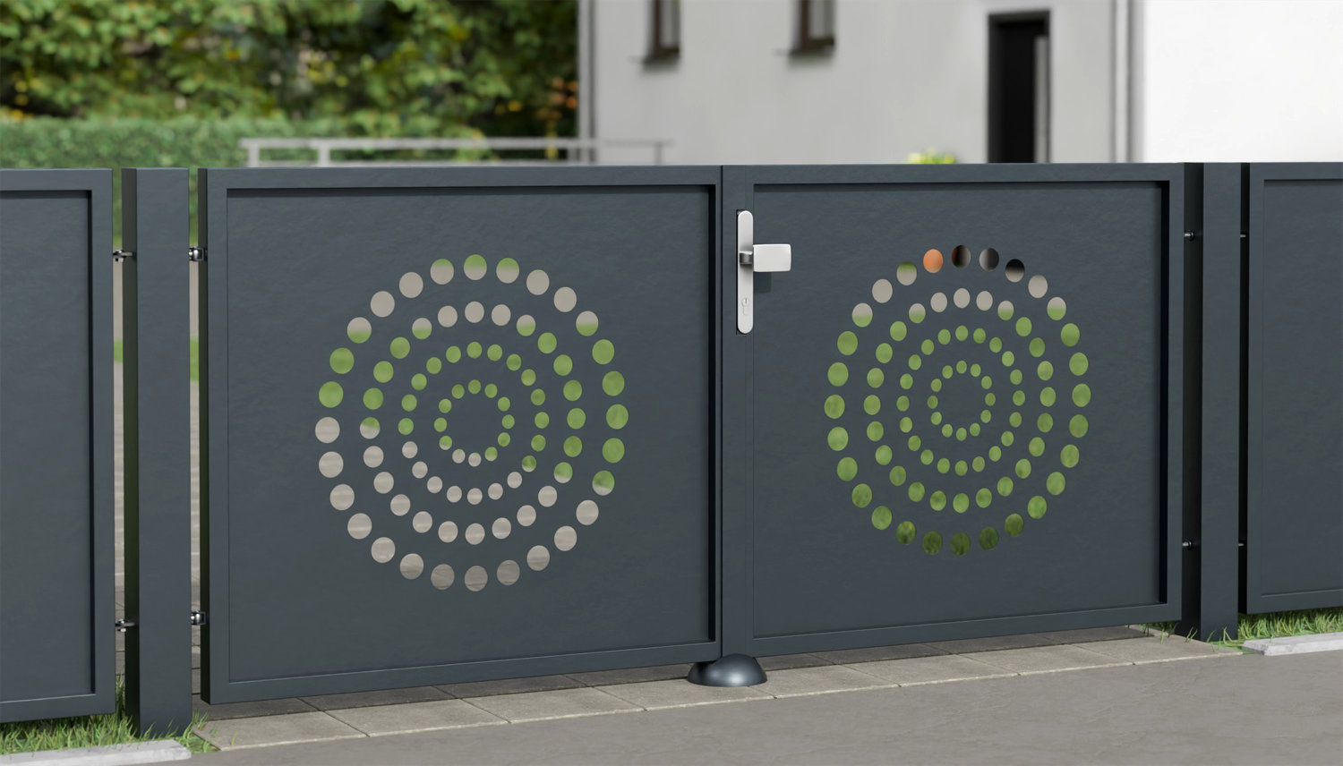 Tuinpoort aluminium 2-vleugelig laser gesneden ontwerp KR