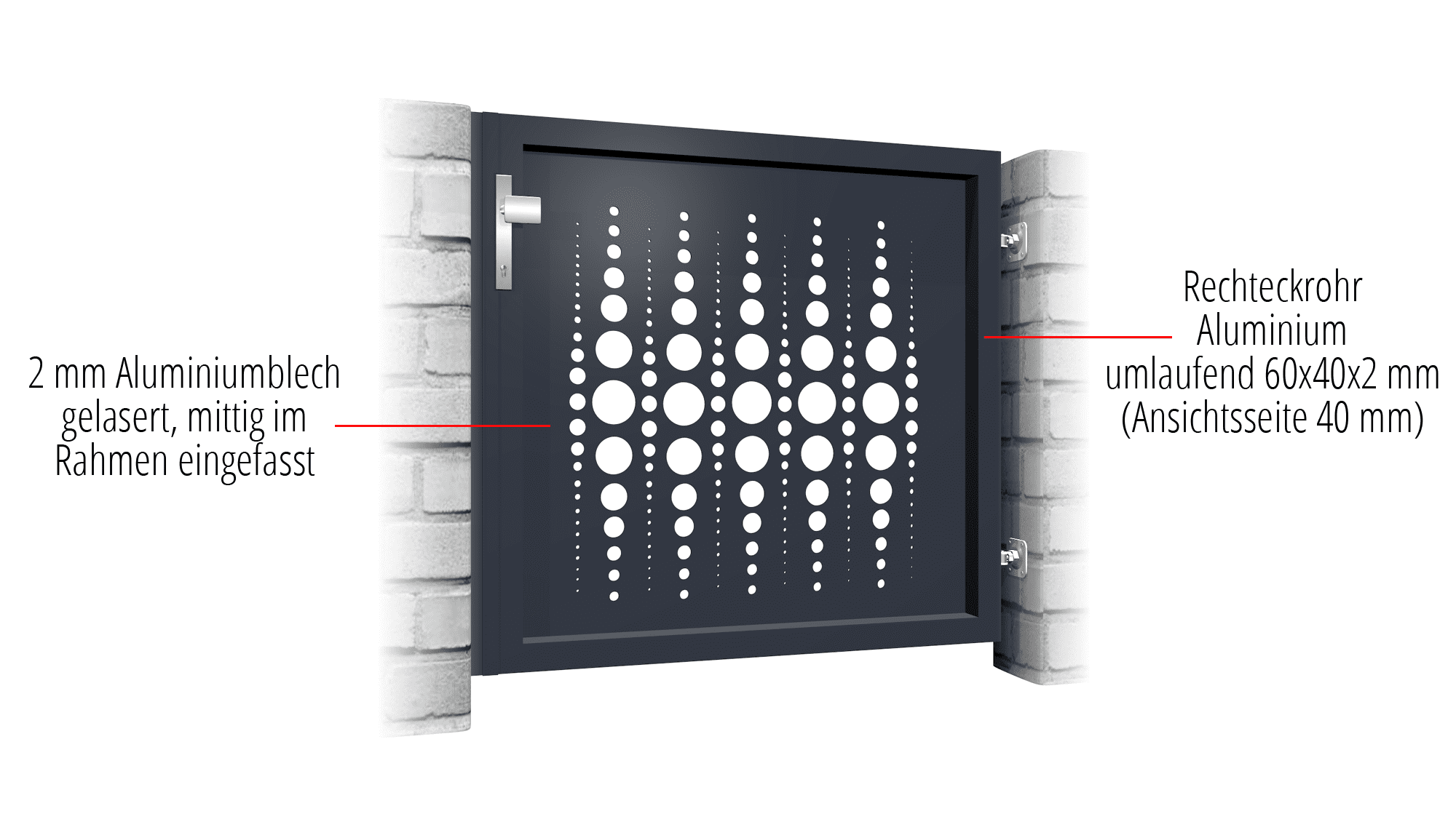 Tuindeur aluminium 1-vleugelig laser gesneden ontwerp PE