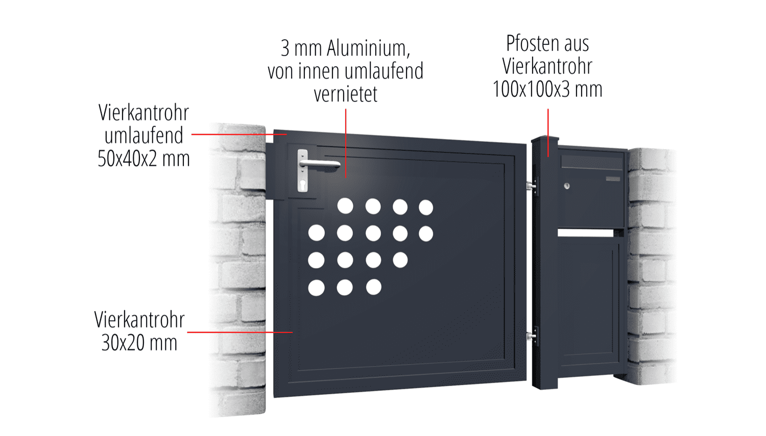 Tuindeur aluminium 1-vleugelig privacyscherm RLH, GE, BK