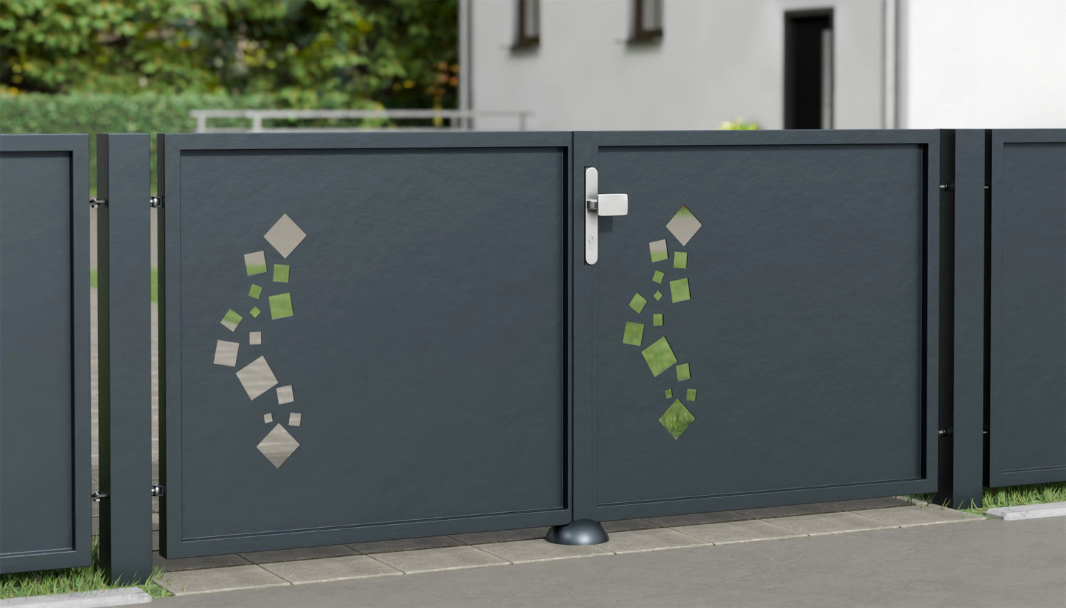 Tuinpoort aluminium 2-vleugelig privacyscherm QE, GE