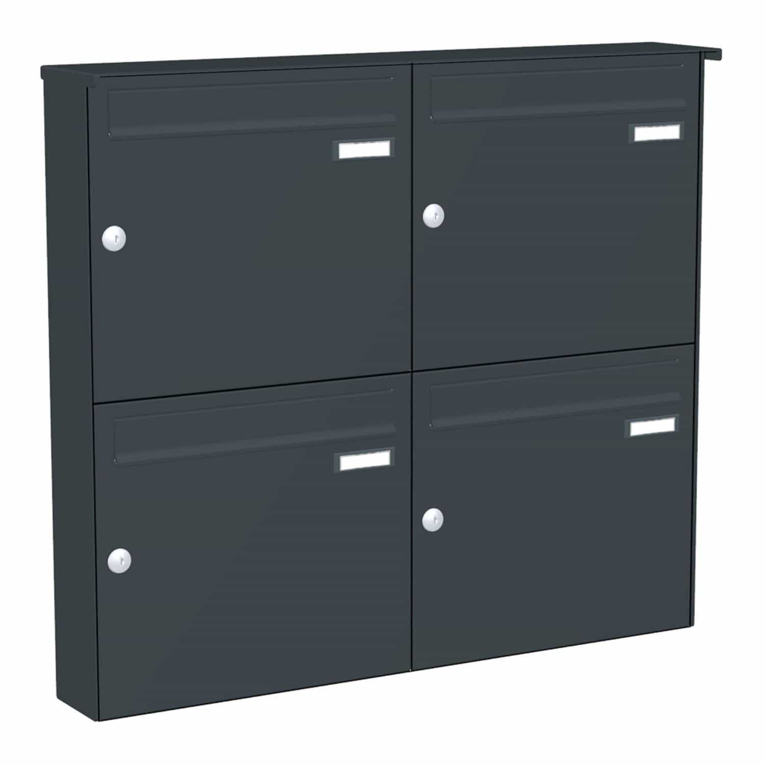 Briefkastenanlage | Aufputz | 4-fach | Senkrecht | Farbe